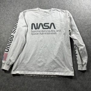 Dumbgood NASA Long Sleeve T-Shirt Mens Large White Buzz Aldrin Graphic Tee